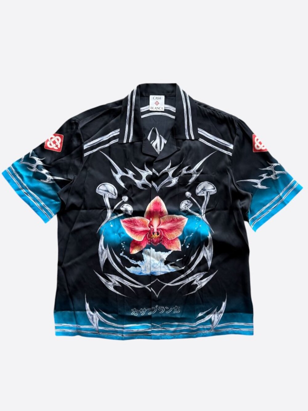Casablanca Black & Multicolor Blades Graphic Silk Button Up Shirt